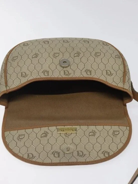 Christian Dior Honeycomb Canvas Shoulder Bag PVC Beige Gold Auth BA1892 - Picture 11 of 16